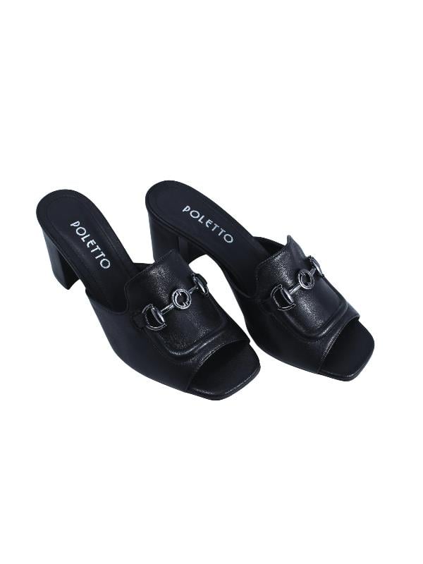 POLETTO  HAKİKİ DERİ SIYAH Terlık Topuklu 4183 204