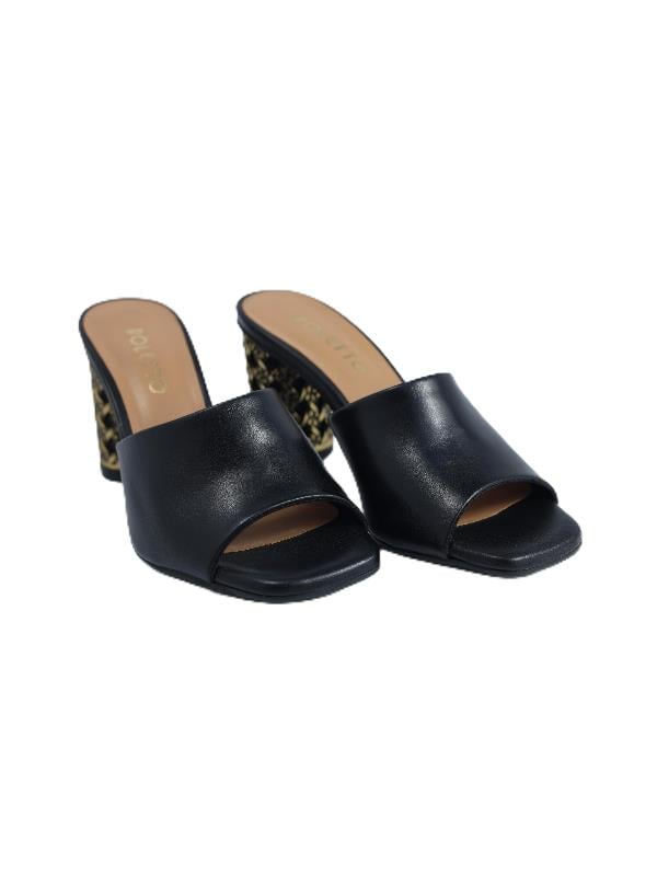 POLETTO  HAKİKİ DERİ SIYAH Terlık Topuklu 380 53