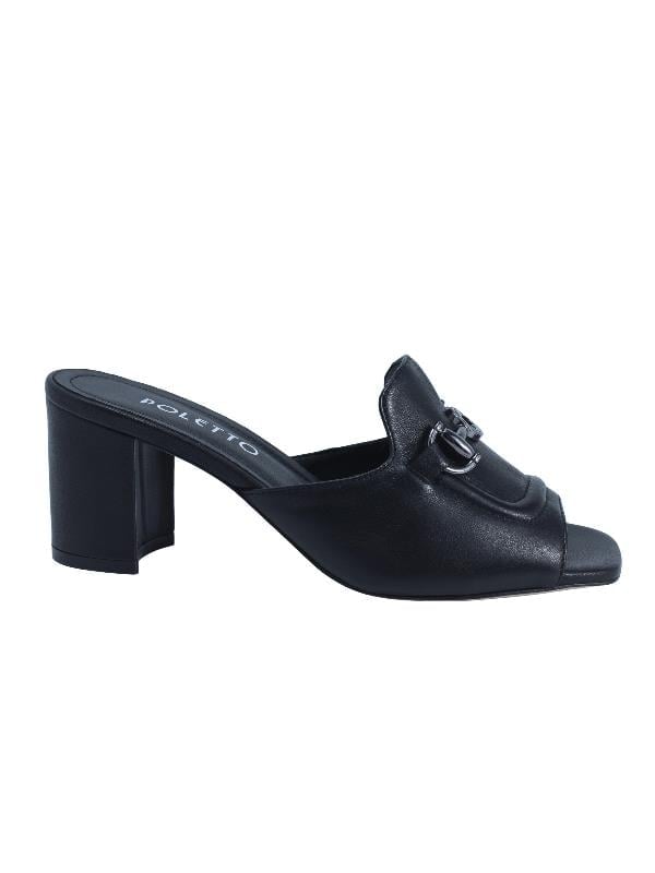 POLETTO  HAKİKİ DERİ SIYAH Terlık Topuklu 4183 204