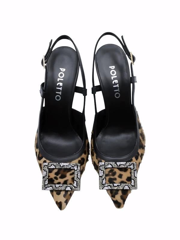 POLETTO  HAKİKİ DERİ TAY/HAKİKİ DERİ LEOPAR-SIYAH Ayakkabı Stiletto 4924 161 TAY