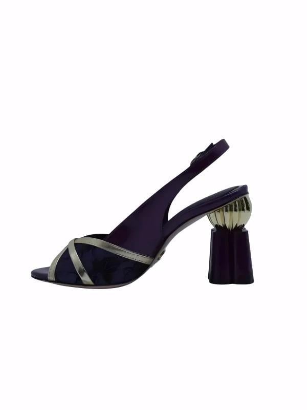 POLETTO  HAKİKİ DERİ /TEKSTİL ALTIN-MOR Sandalet Topuklu 380 13