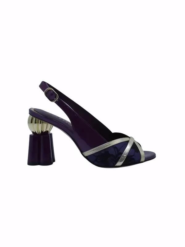 POLETTO  HAKİKİ DERİ /TEKSTİL ALTIN-MOR Sandalet Topuklu 380 13
