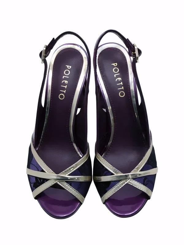 POLETTO  HAKİKİ DERİ /TEKSTİL ALTIN-MOR Sandalet Topuklu 380 13