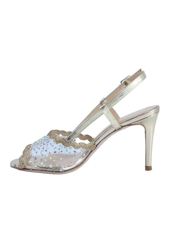 POLETTO  HAKİKİ DERİ /TEKSTİL ALTIN Sandalet Gece/Abiye 380 35