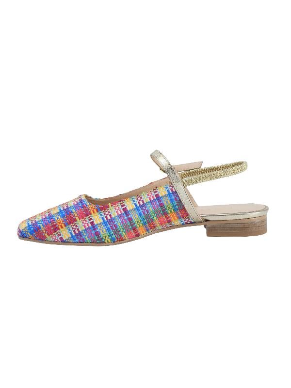 POLETTO  HAKİKİ DERİ /TEKSTİL GOKKUSAGI-ALTIN Babet Terlik 4069 16 V1 KMS