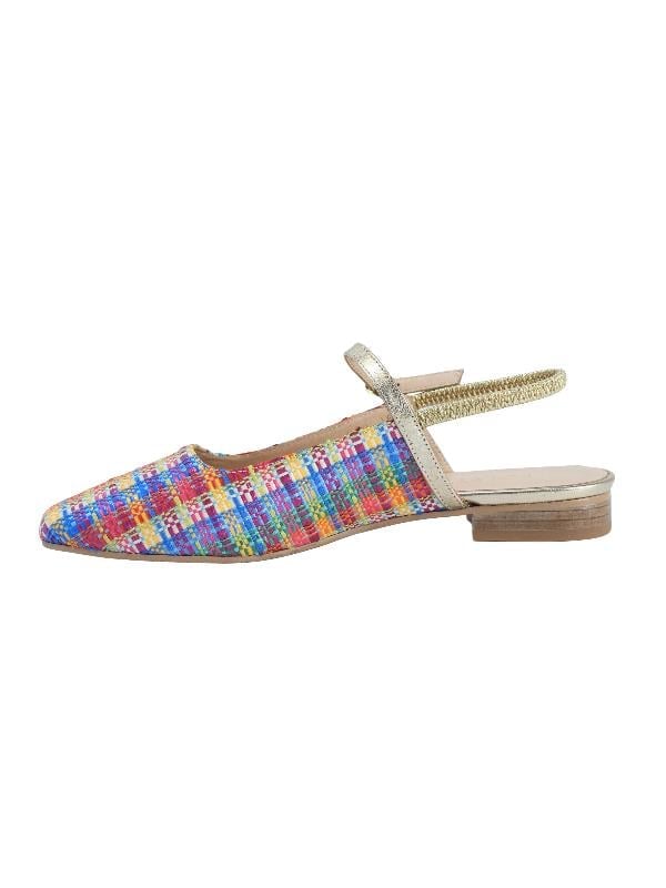 POLETTO  HAKİKİ DERİ /TEKSTİL GOKKUSAGI-ALTIN Babet Terlik 4069 16 V1 KMS