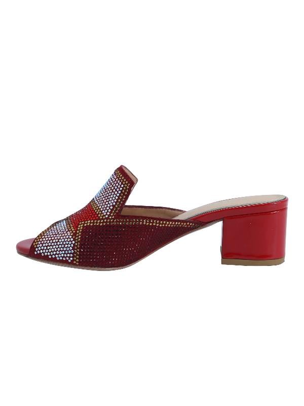 POLETTO  HAKİKİ DERİ /TEKSTİL KIRMIZI-ALTIN Terlık Gece/Abiye 169 186