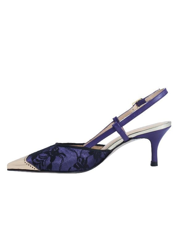 POLETTO  HAKİKİ DERİ /TEKSTİL MOR-ALTIN Ayakkabı Stiletto 9841 59