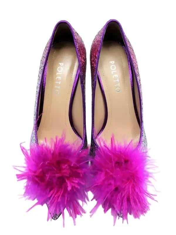 POLETTO  HAKİKİ DERİ /TEKSTİL PEMBE-FUSYA Ayakkabı Gece/Abiye 9839 44