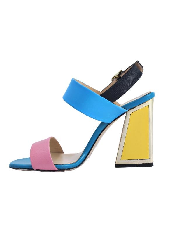 POLETTO  HAKİKİ DERİ /TEKSTİL PEMBE-SIYAH-SARI Sandalet Topuklu 6564 161 V1