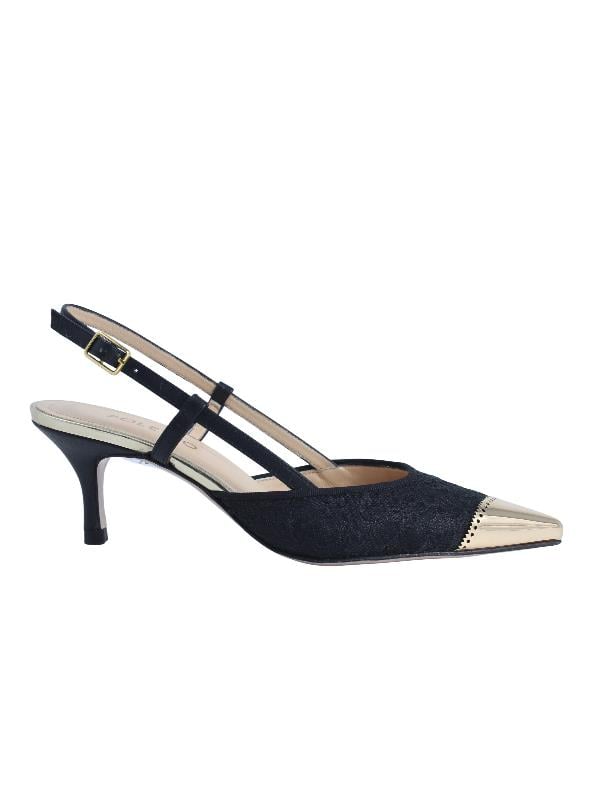 POLETTO  HAKİKİ DERİ /TEKSTİL SIYAH-ALTIN Ayakkabı Stiletto 9841 59