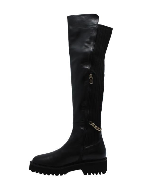 POLETTO  HAKİKİ DERİ /TEKSTİL SIYAH Çizme Düz  5780 57