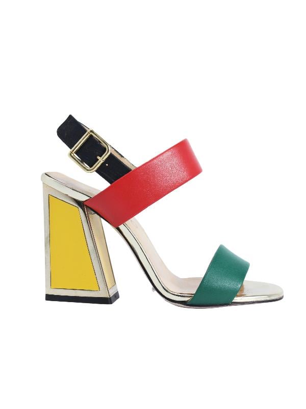 POLETTO  HAKİKİ DERİ /TEKSTİL YESIL-KIRMIZI-SIYAH-ALTIN-SARI Sandalet Topuklu 6564 161 V1