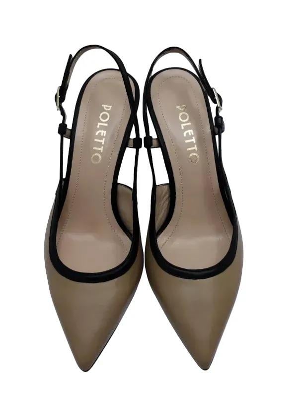 POLETTO  HAKİKİ DERİ TOPRAK-SIYAH Ayakkabı Stiletto 9839 64