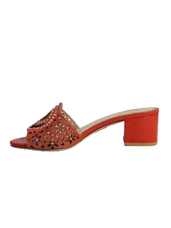 POLETTO  HAKİKİ DERİ TURUNCU-ALTIN Terlık Gece/Abiye 169 209