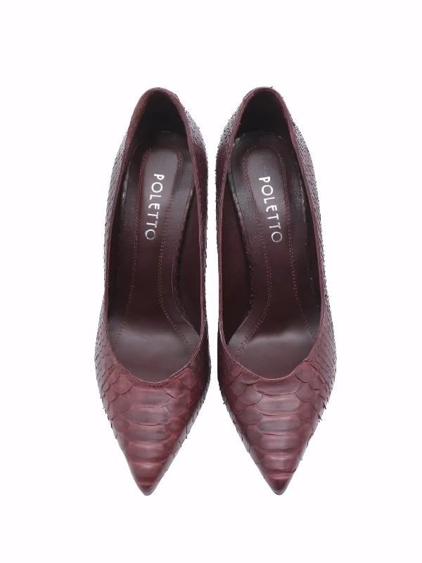 POLETTO  HAKİKİ YILAN DERİ BORDO Ayakkabı Stiletto 4924 84 YLN