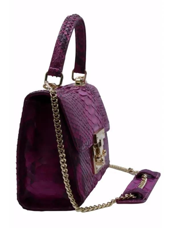 POLETTO  HAKİKİ YILAN DERİ FUSYA Çanta EL Tutmalı CNT 757 V3 YLN