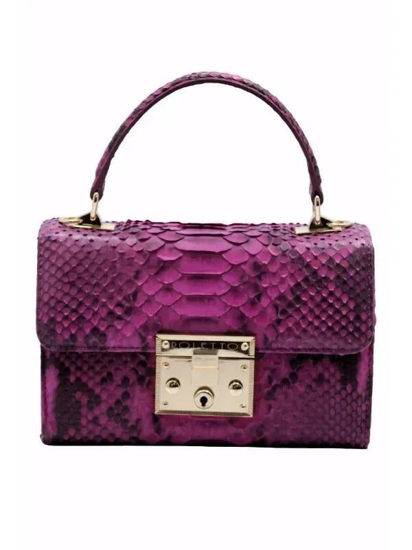 POLETTO  HAKİKİ YILAN DERİ FUSYA Çanta EL Tutmalı CNT 757 V3 YLN
