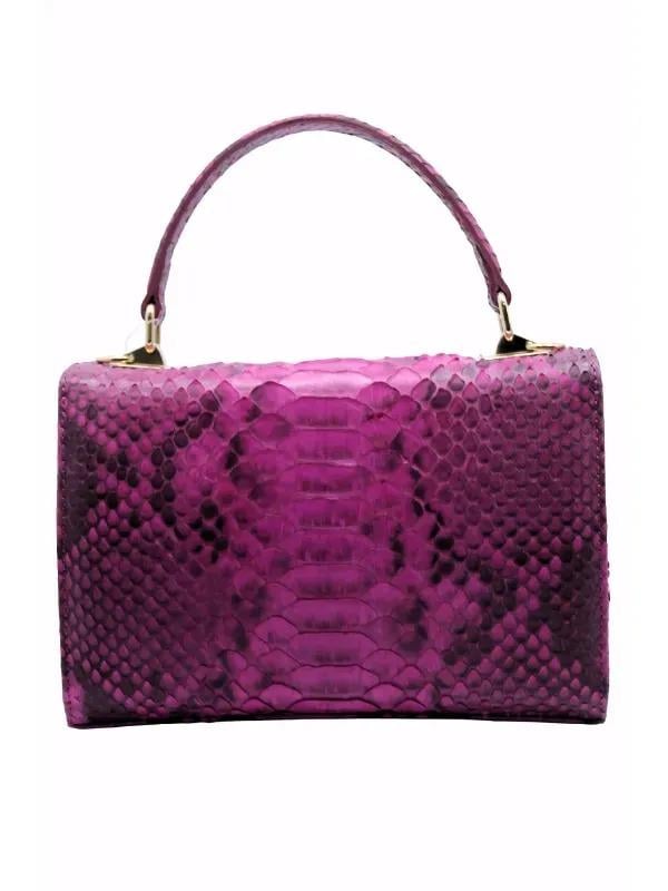 POLETTO  HAKİKİ YILAN DERİ FUSYA Çanta EL Tutmalı CNT 757 V3 YLN