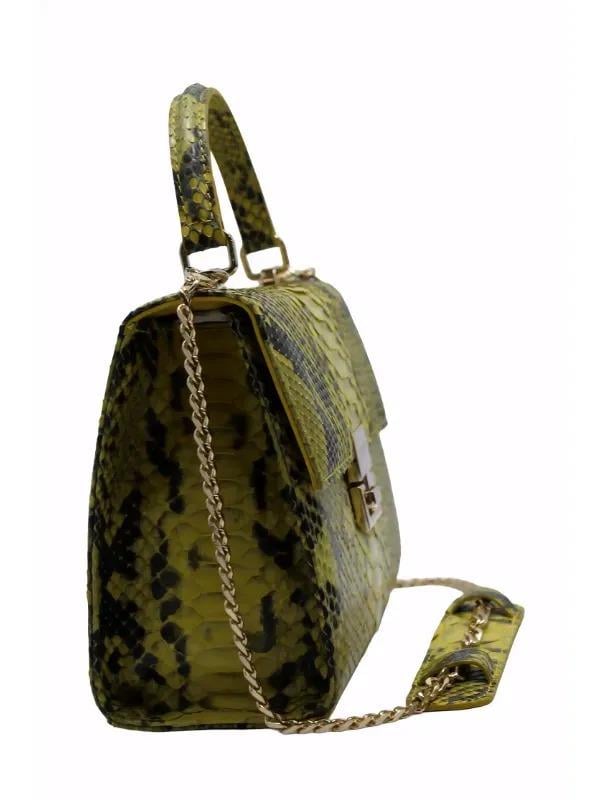 POLETTO  HAKİKİ YILAN DERİ SARI Çanta EL Tutmalı CNT 776 V5 YLN