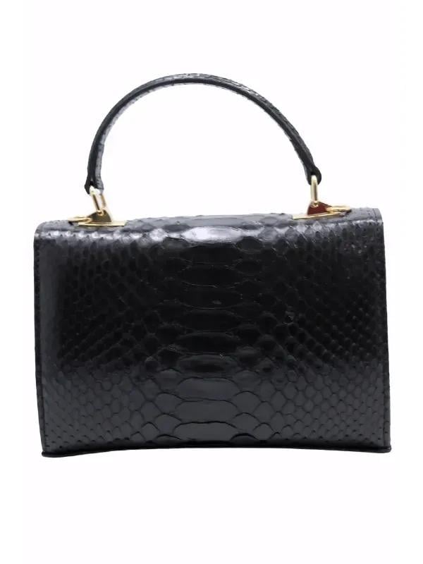 POLETTO  HAKİKİ YILAN DERİ SIYAH Çanta EL Tutmalı CNT 757 V3 YLN