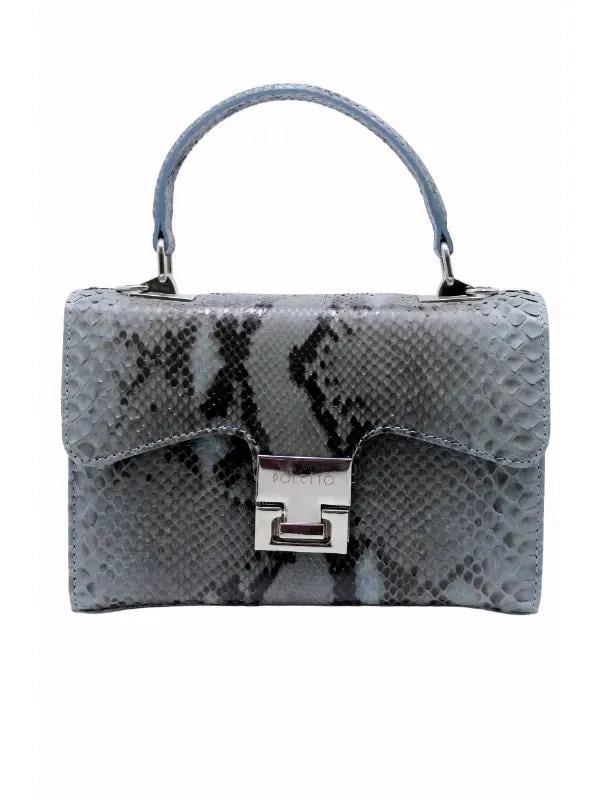 POLETTO  HAKİKİ YILAN/HAKİKİ DERİ BUZ MAVI-MAVI Çanta EL Tutmalı CNT 819 YLN