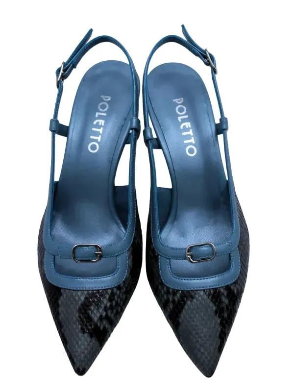POLETTO  HAKİKİ YILAN/HAKİKİ DERİ BUZ MAVI-MAVI Ayakkabı Stiletto 9841 110 YLN