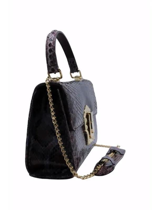 POLETTO  HAKİKİ YILAN/HAKİKİ DERİ KIREMIT-BORDO Çanta EL Tutmalı CNT 820 YLN