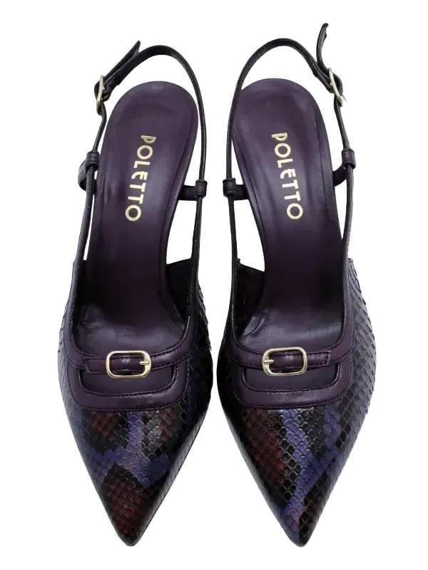 POLETTO  HAKİKİ YILAN/HAKİKİ DERİ KREMIT-MOR Ayakkabı Stiletto 9841 110 YLN