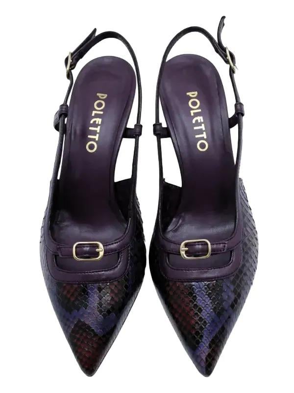 POLETTO  HAKİKİ YILAN/HAKİKİ DERİ KREMIT-MOR Ayakkabı Stiletto 9841 110 YLN