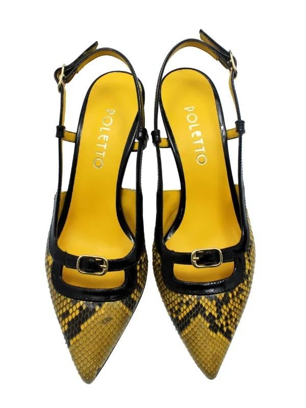 POLETTO  HAKİKİ YILAN/HAKİKİ DERİ SARI-SIYAH Ayakkabı Stiletto 9841 110 YLN