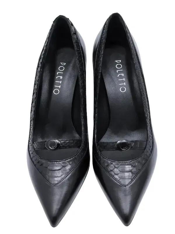 POLETTO  HAKİKİ YILAN/HAKİKİ DERİ SIYAH Ayakkabı Stiletto 9841 86 YLN