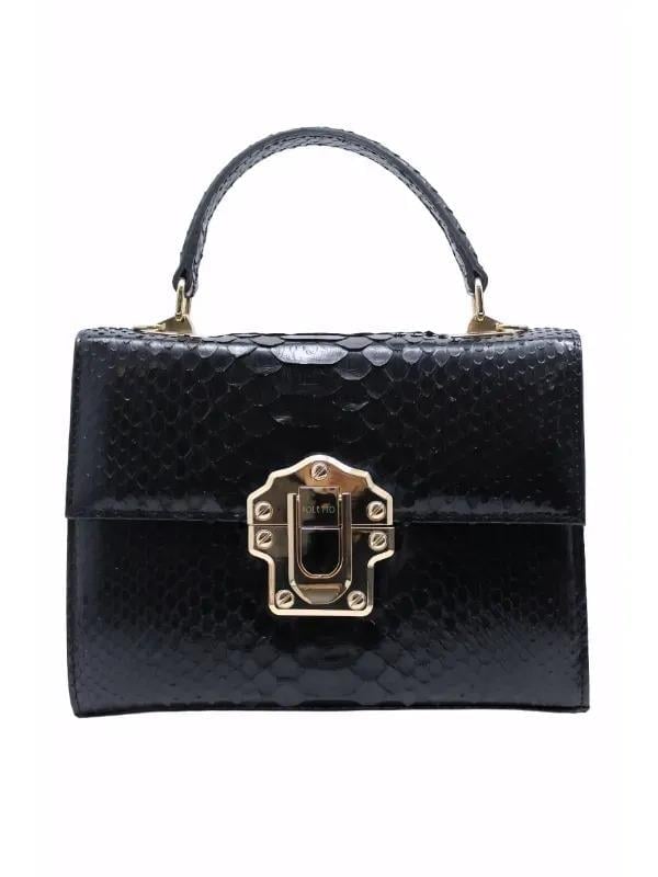 POLETTO  HAKİKİ YILAN/HAKİKİ DERİ SIYAH Çanta EL Tutmalı CNT 814 V2 YLN