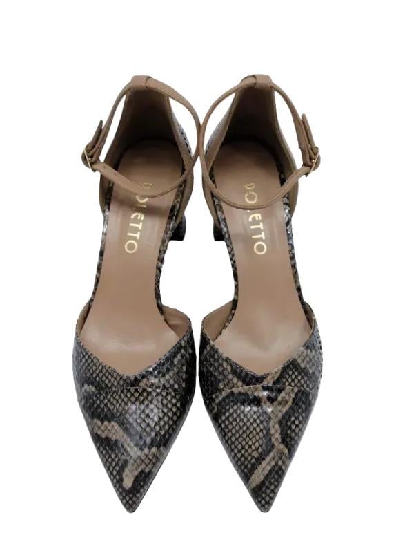 POLETTO  HAKİKİ YILAN/HAKİKİ DERİ VIZON-BISKUVI Ayakkabı Stiletto 9841 114 V1 YLN