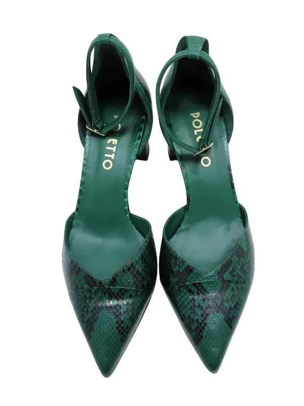 POLETTO  HAKİKİ YILAN/HAKİKİ DERİ YESIL Ayakkabı Stiletto 9841 114 V1 YLN