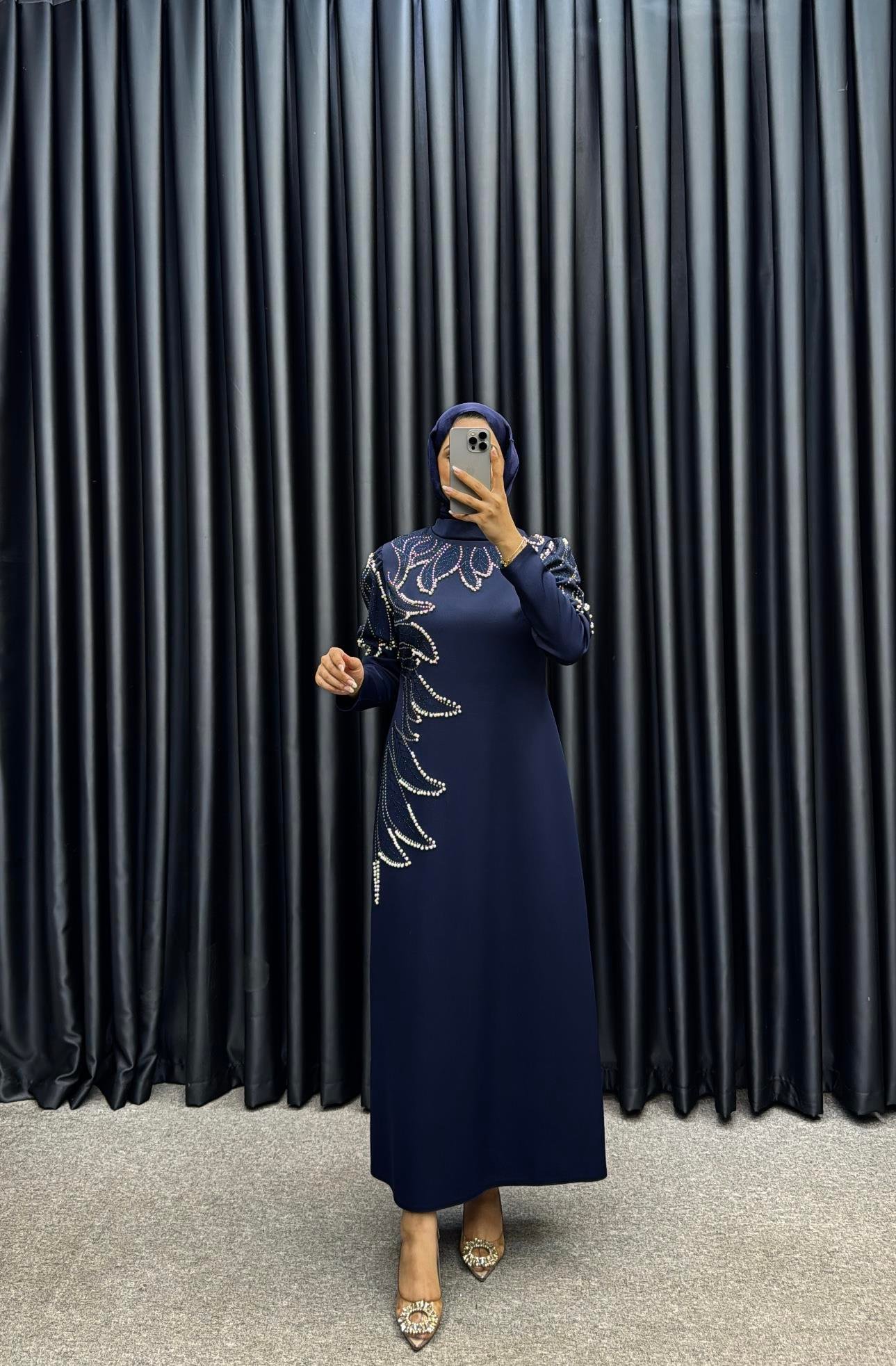BEYHAN BUTİKYaprak Abiye Lacivert