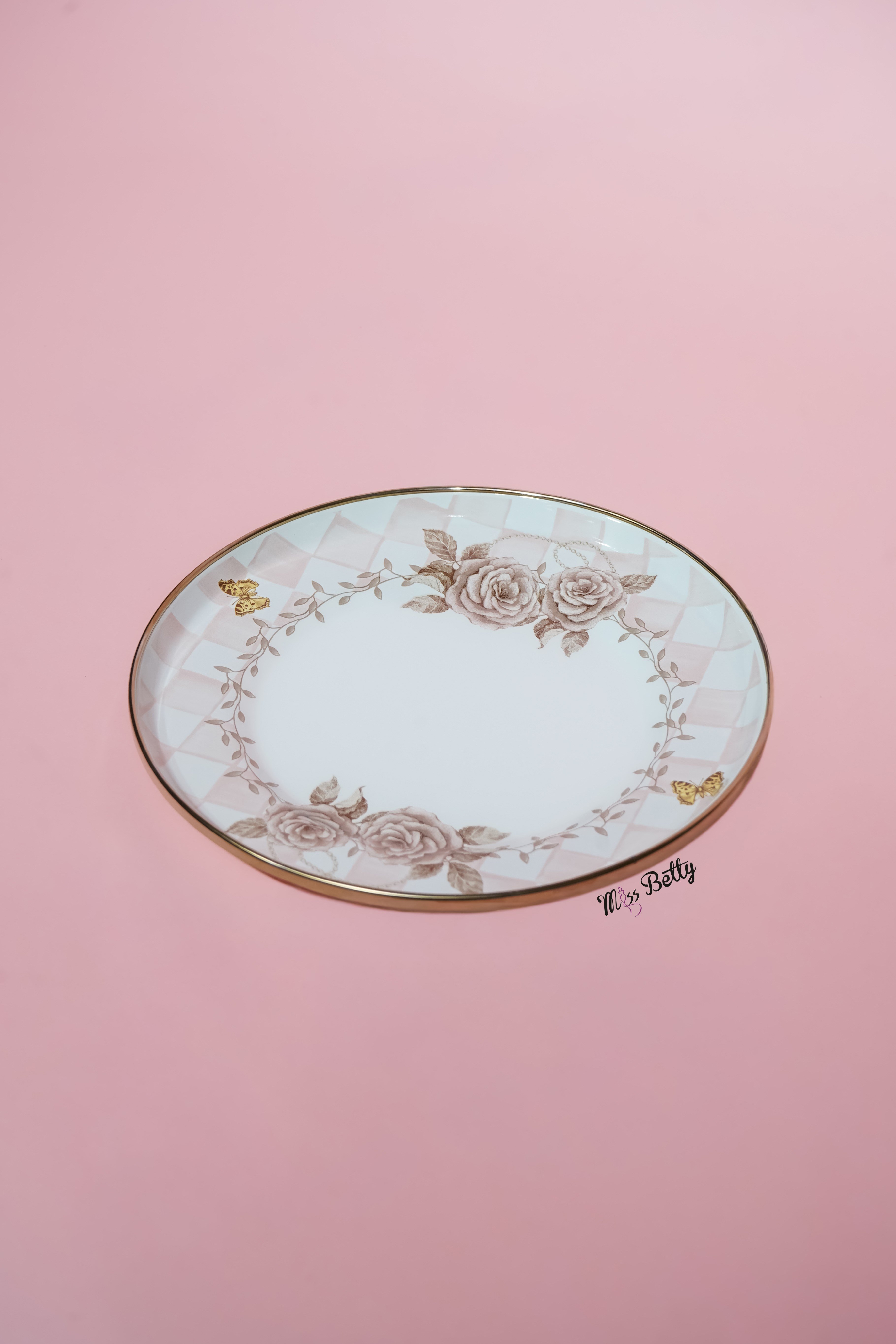 Rosadora Emaye 2'li Pasta Tabağı Dekoratif Vintage Servis Tabağı