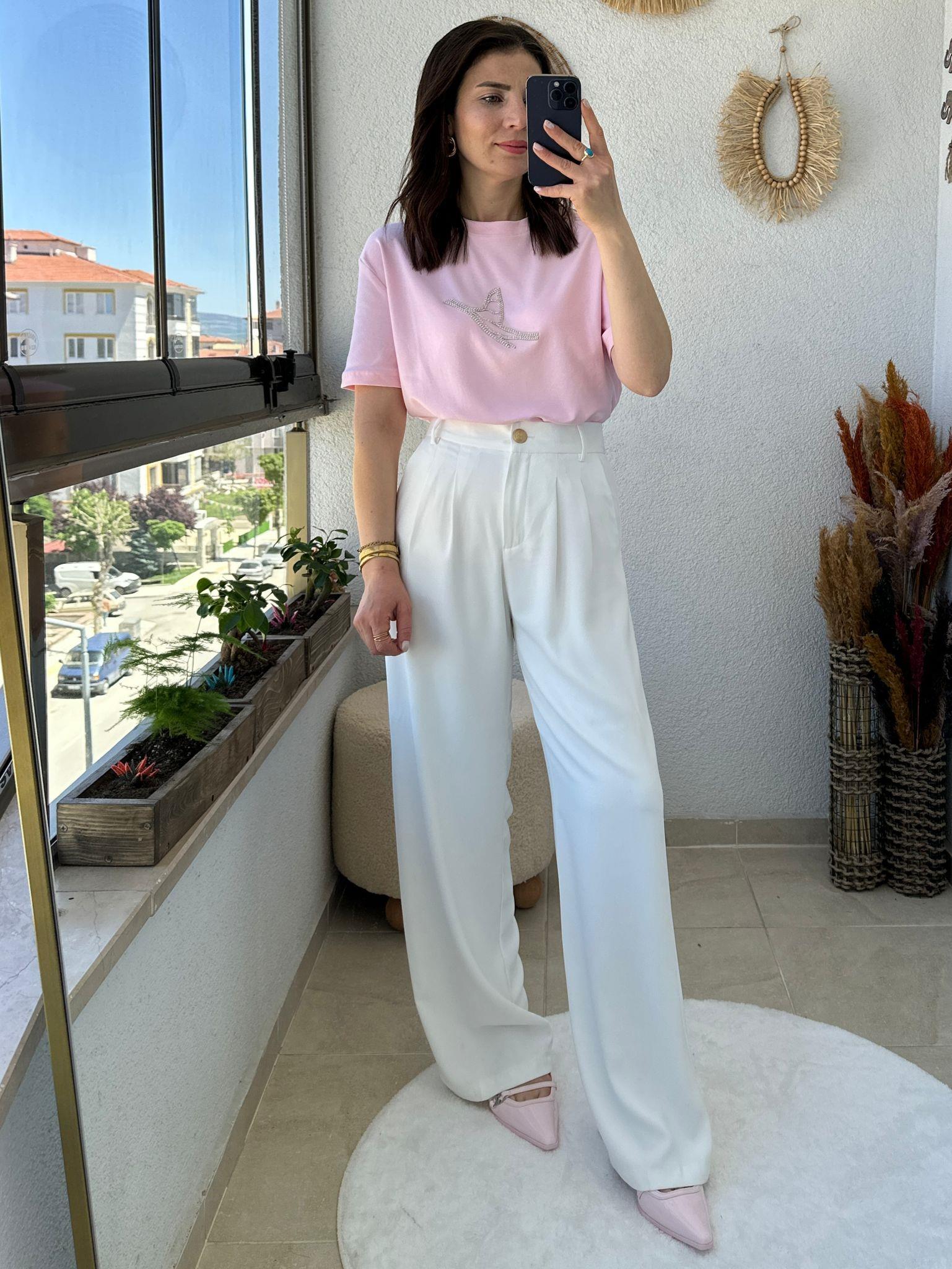 MARKA MODEL TAŞLI KUŞ DESEN TİŞÖRT