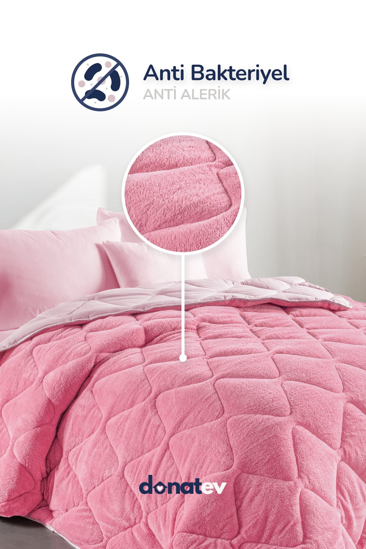 Çift Kişilik Wellsoft Pembe Yorgan Seti /195x215 cm