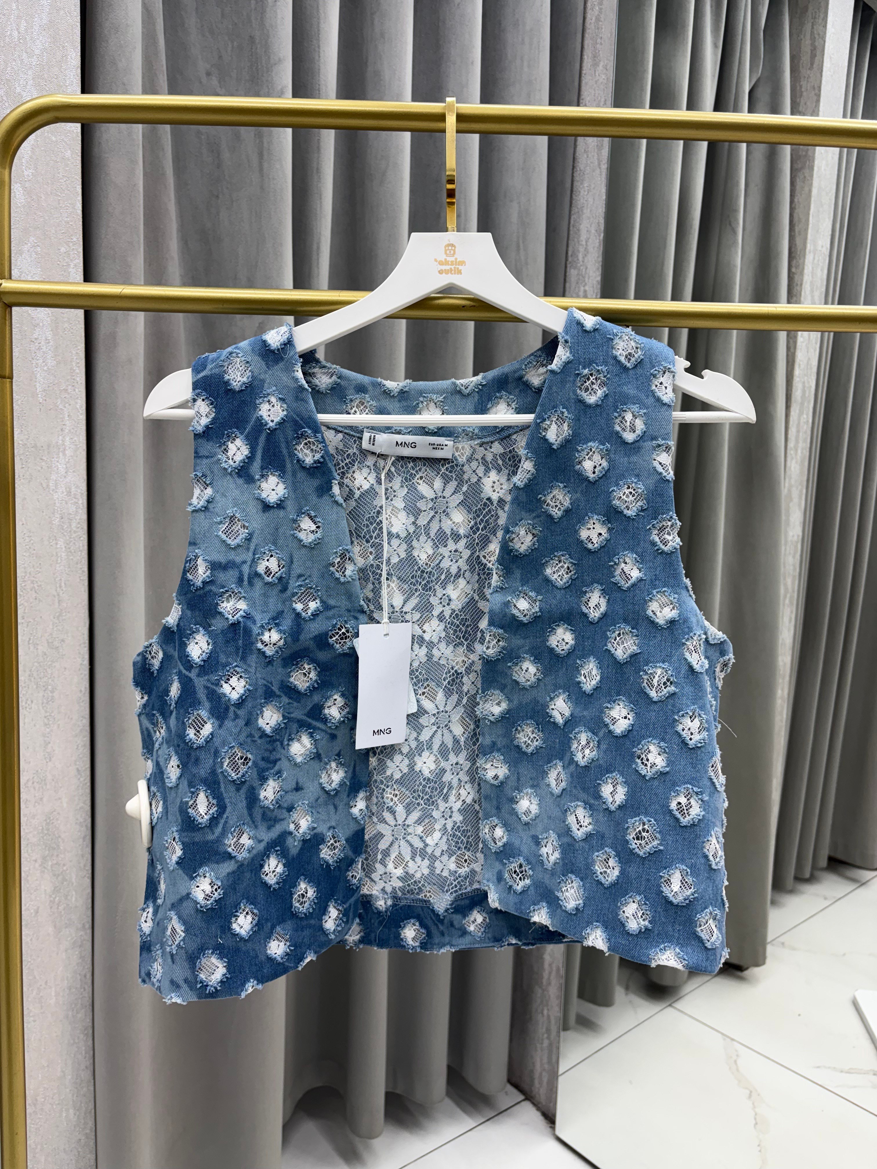 Denim Desenli Yelek