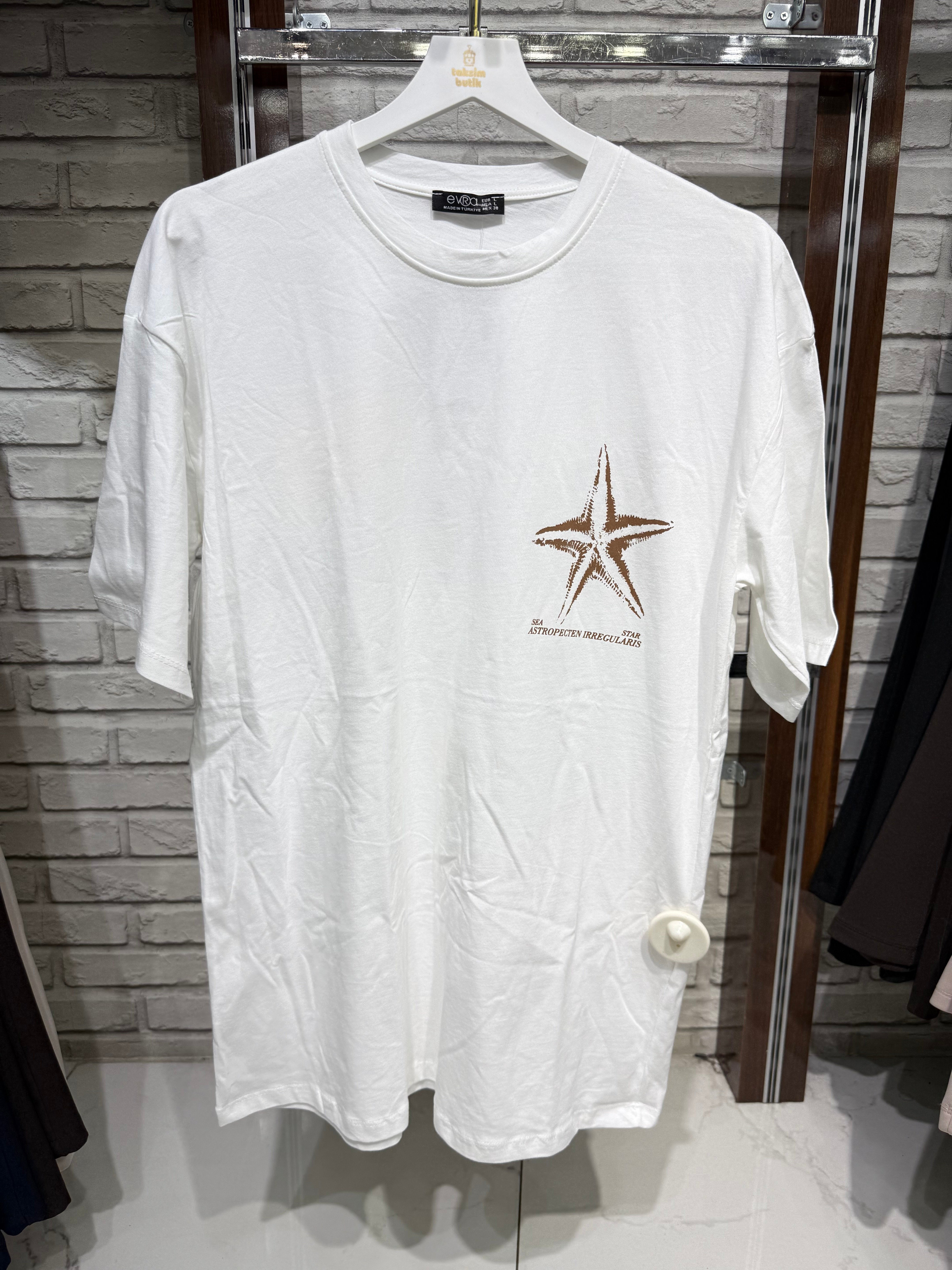 Deniz Yıldızı Baskılı Kısa Kol T-shirt