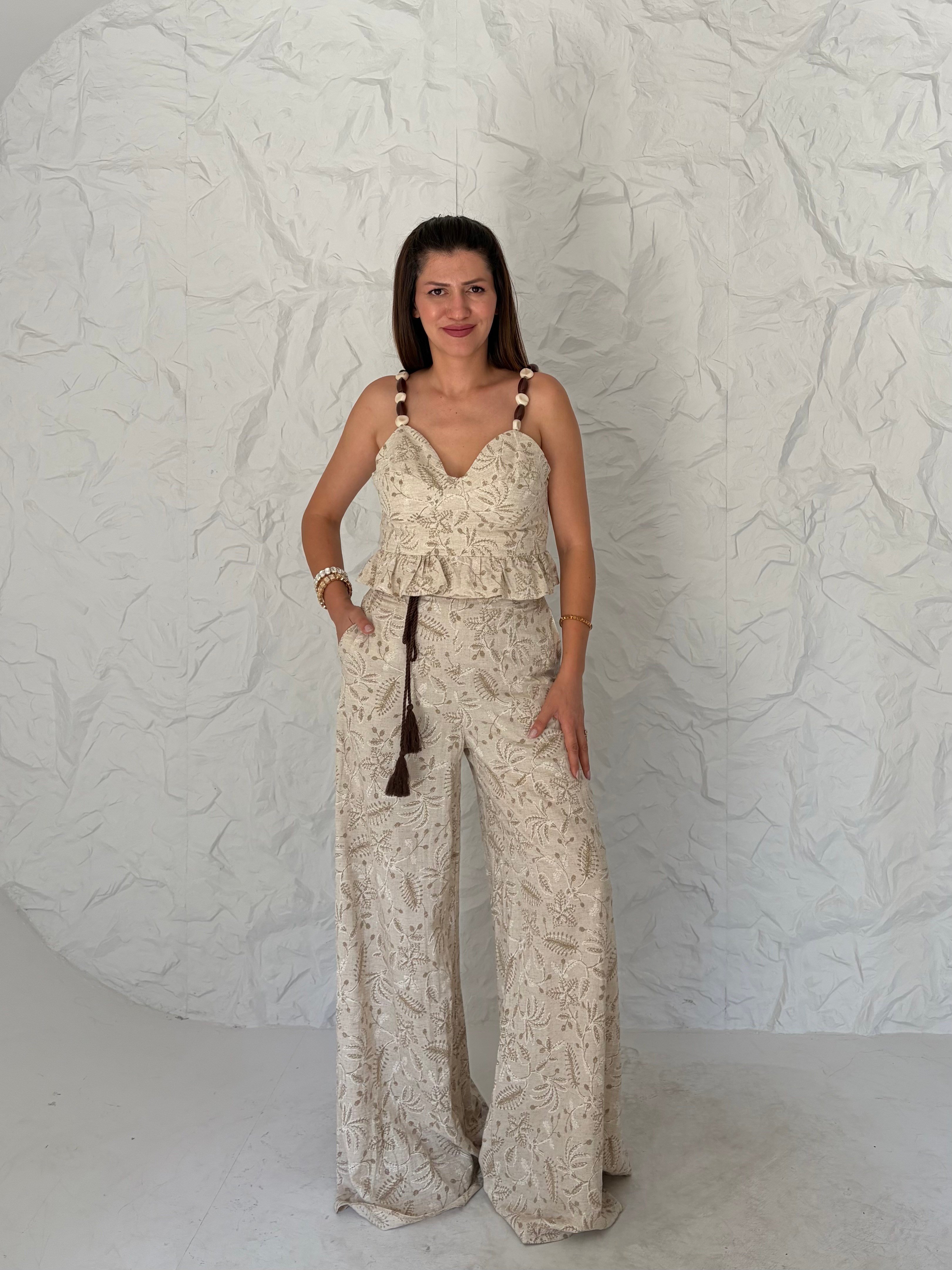 Kahve Büstiyer Pantolon Takım