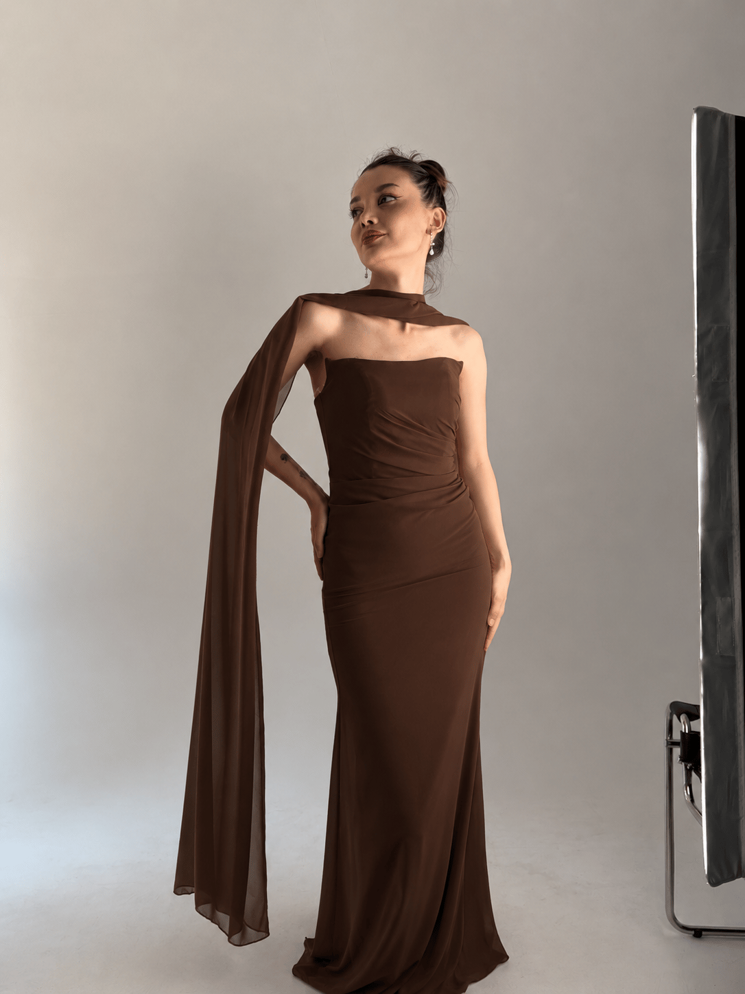 Kahve Star Fularlı Abiye