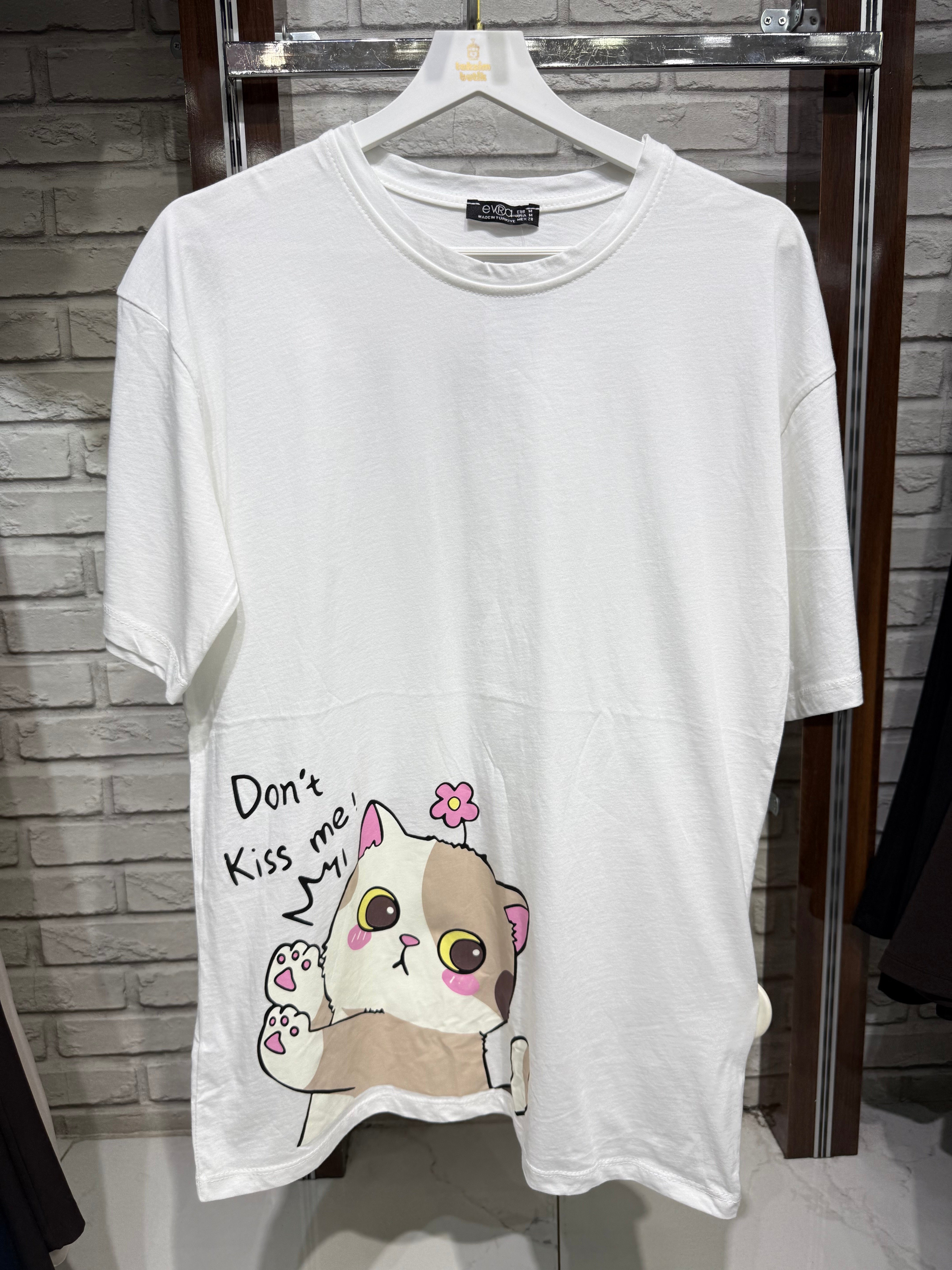 Kedi Baskılı Kısa Kol T-shirt