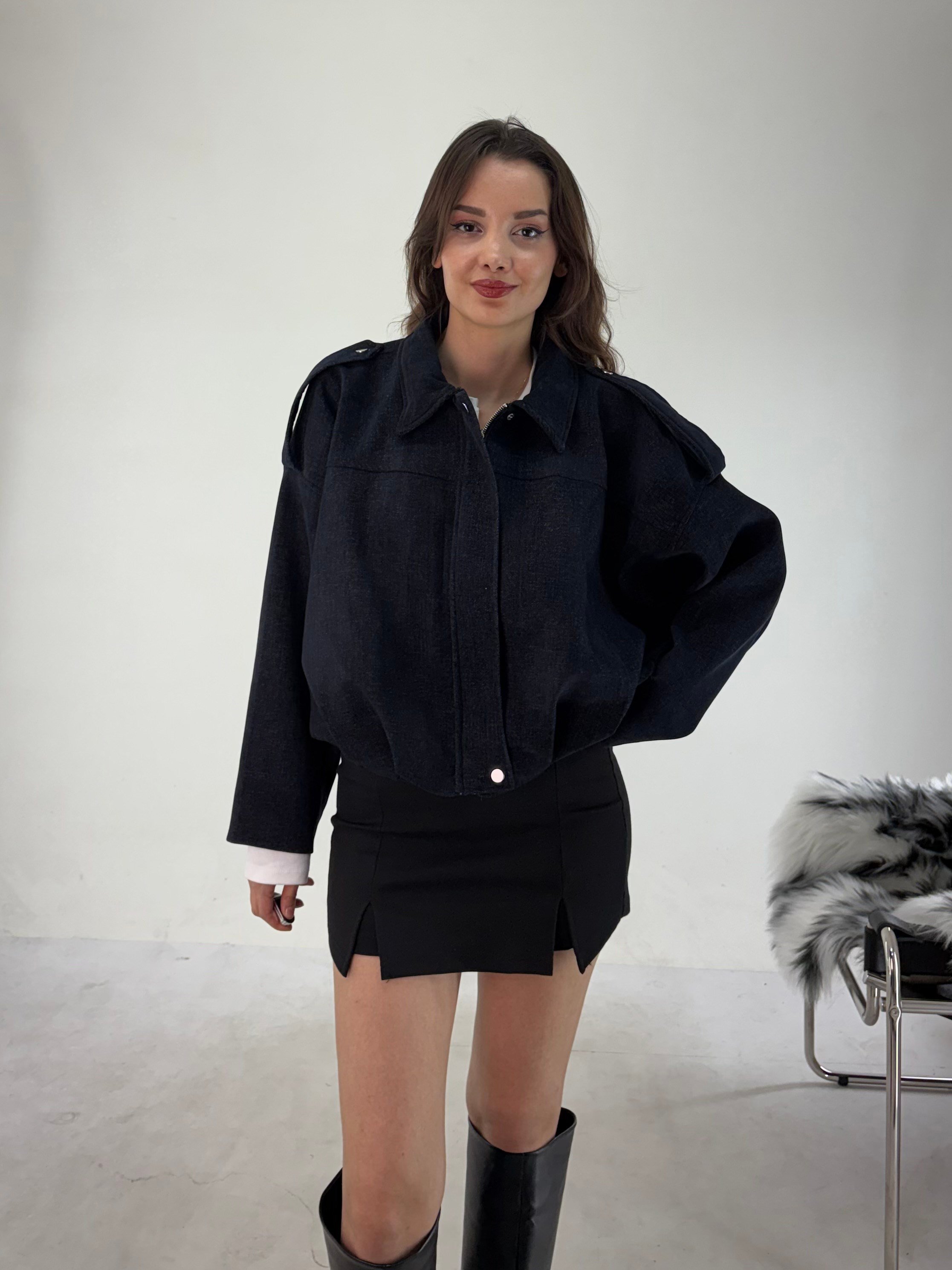 Lacivert Modal Bomber Mont KABAN & MONT & CEKET - Taksim Butik