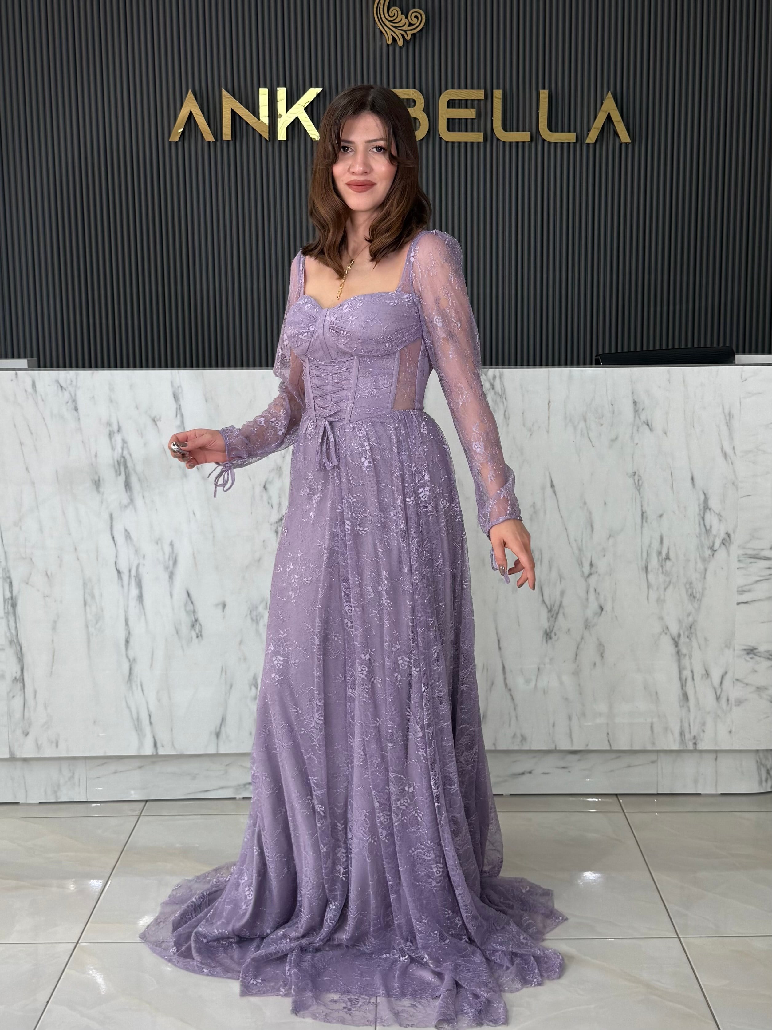 Lila Gotik Abiye