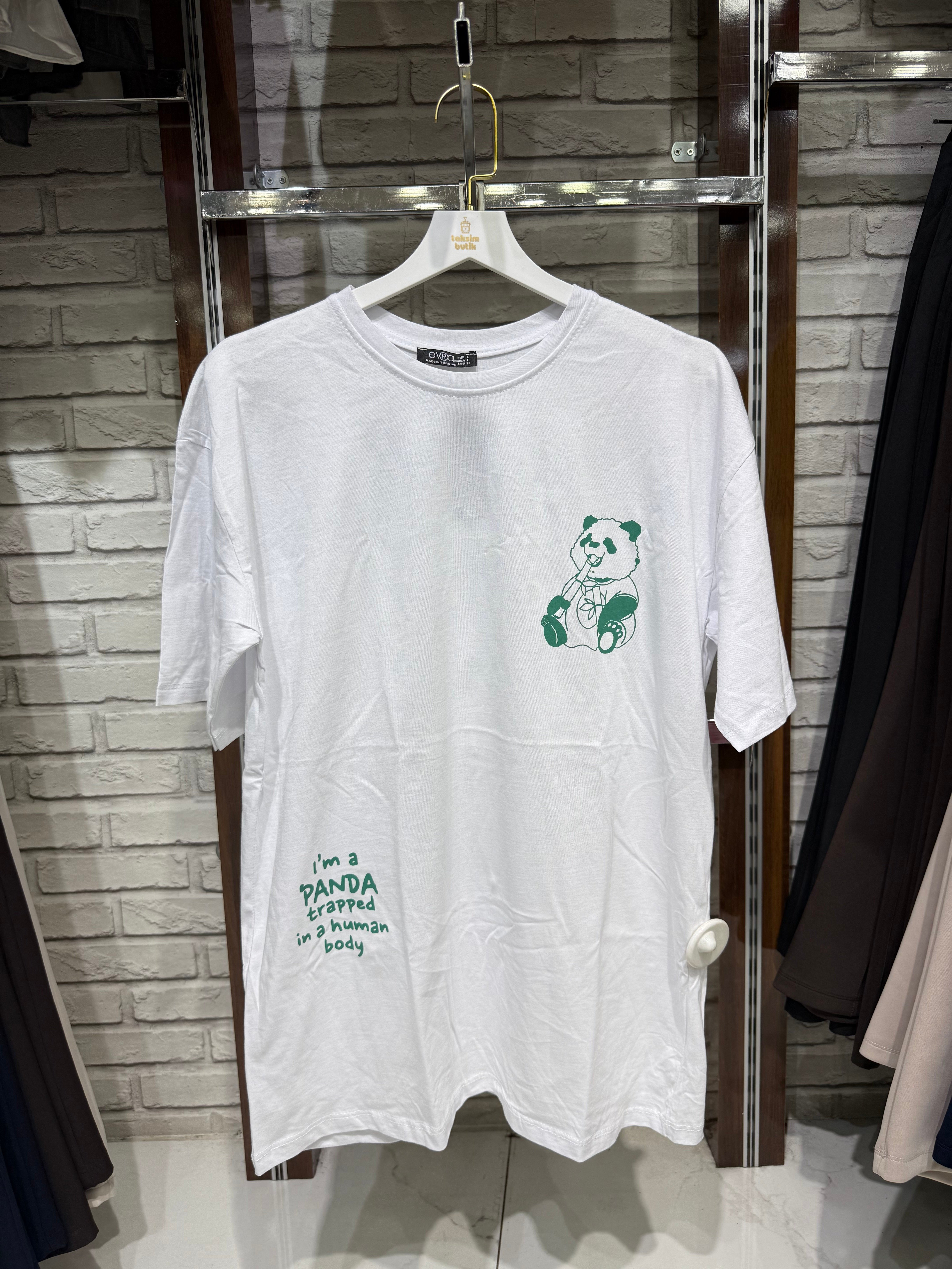 Panda Baskılı Kısa Kol T-shirt