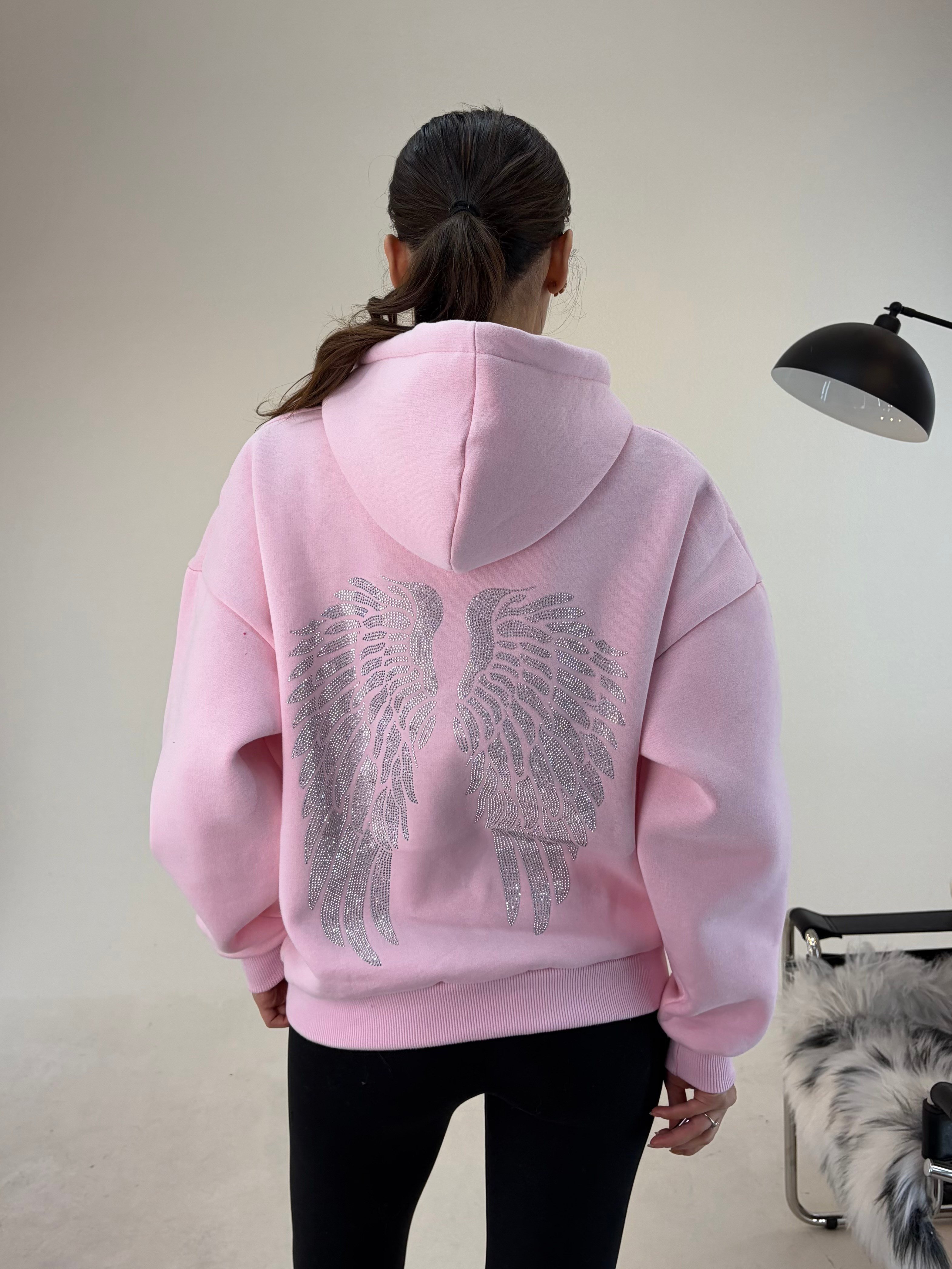 Pembe Angel Taşlı Sweat SWEATSHİRT - Taksim Butik