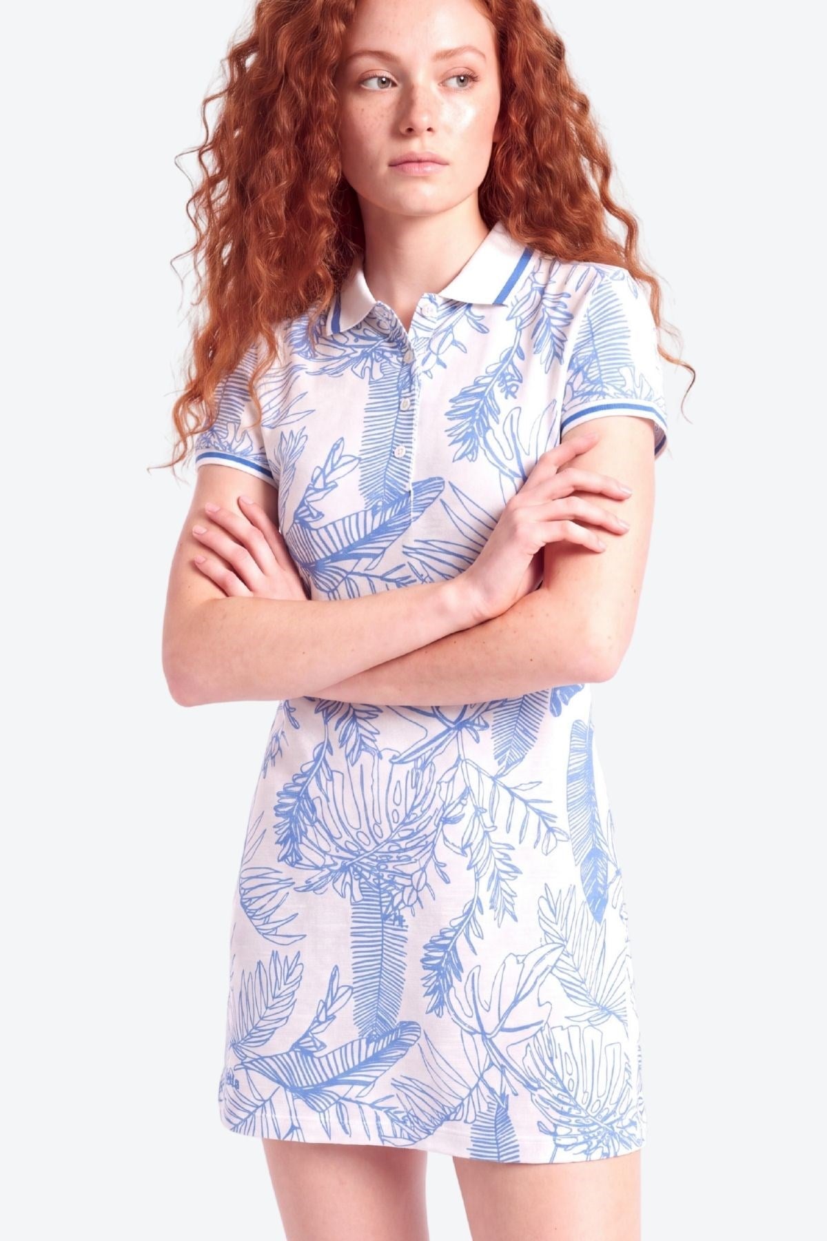 Desen Detaylı Slim Fit Kadın Polo Yaka Elbise