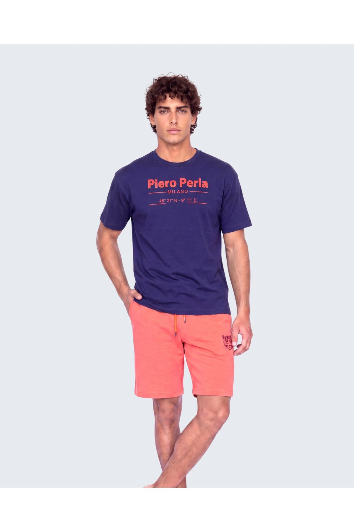 Erkek Bisiklet Yaka Milano Koordinat Baskı Detaylı Oversize Fit T-Shirt